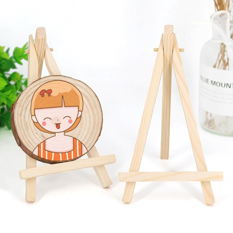 KRYTONE ®6 Inch Natural Wooden Mini Easel Stand Artist Easel Wood Artist Triangle Cards Stand Tripod Small for Display Tabletop Canvas Stand for Painting Arts Crafts Easels for Display Card Photo (25) - Image 3