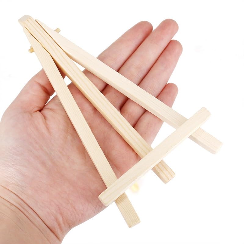 KRYTONE ®6 Inch Natural Wooden Mini Easel Stand Artist Easel Wood Artist Triangle Cards Stand Tripod Small for Display Tabletop Canvas Stand for Painting Arts Crafts Easels for Display Card Photo (25) - Image 5