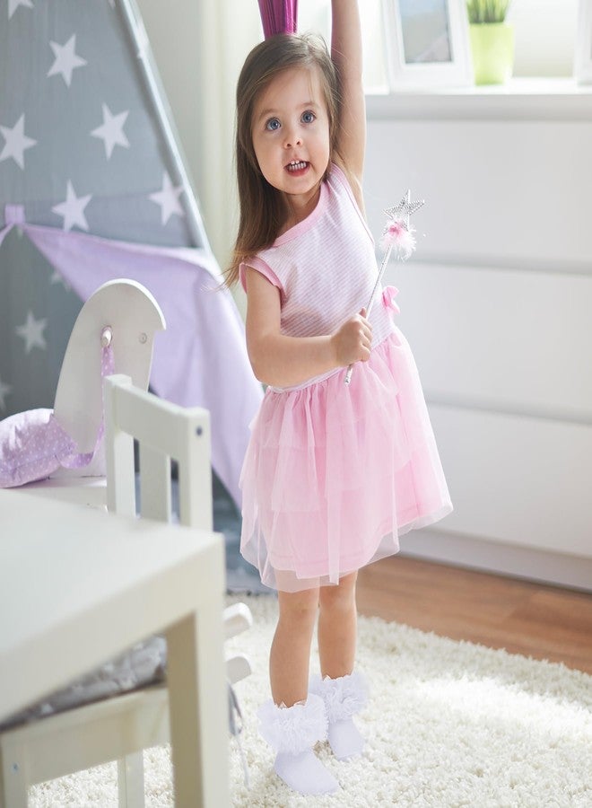 زاندو جوارب زاندو مكشكشة للبنات من عمر 6-8 سنوات، بتصميم أميرة، مزينة بدانتيل مزدوج، جوارب قطنية للأطفال حديثي الولادة، جوارب قصيرة للكاحل، متوفرة باللون الأبيض/الوردي/الأسود - Image 3