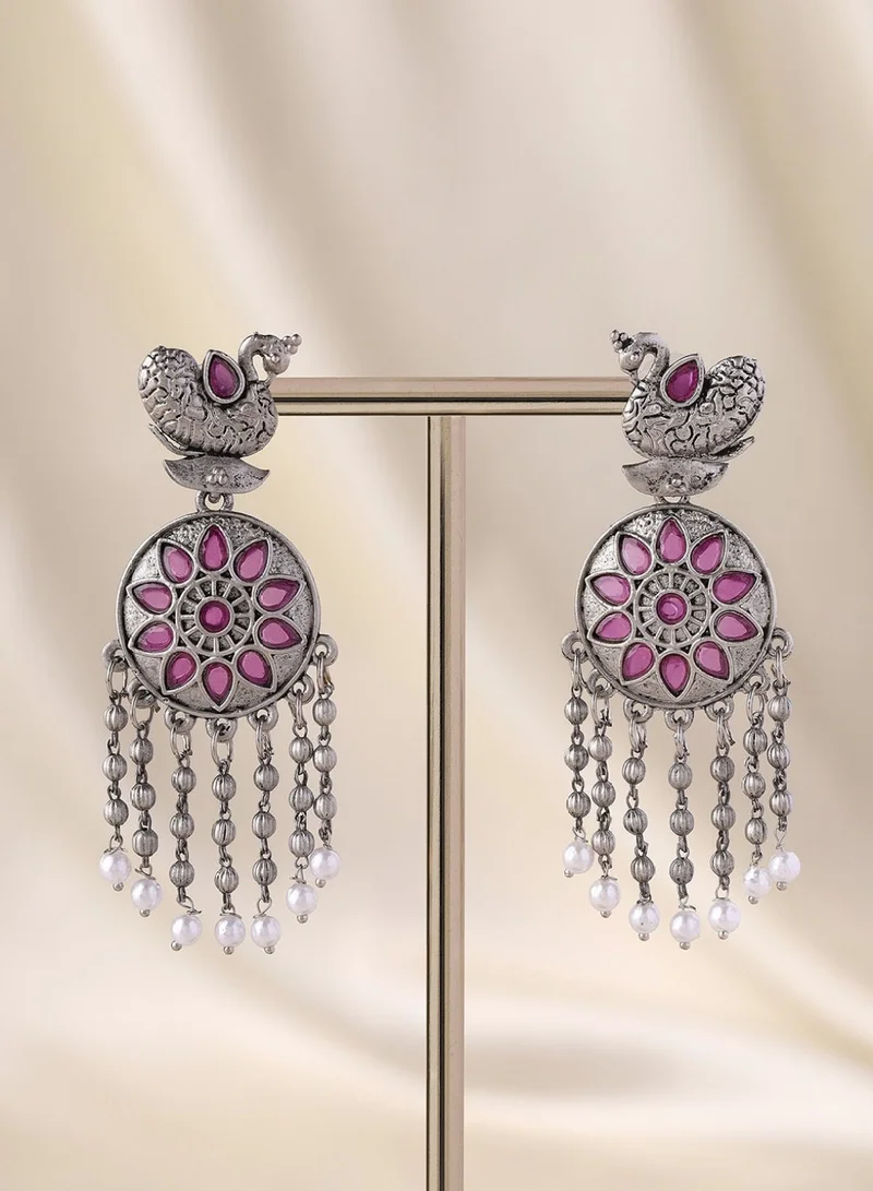 Priyaasi Plated Oxidised Contemporary Drop Earrings