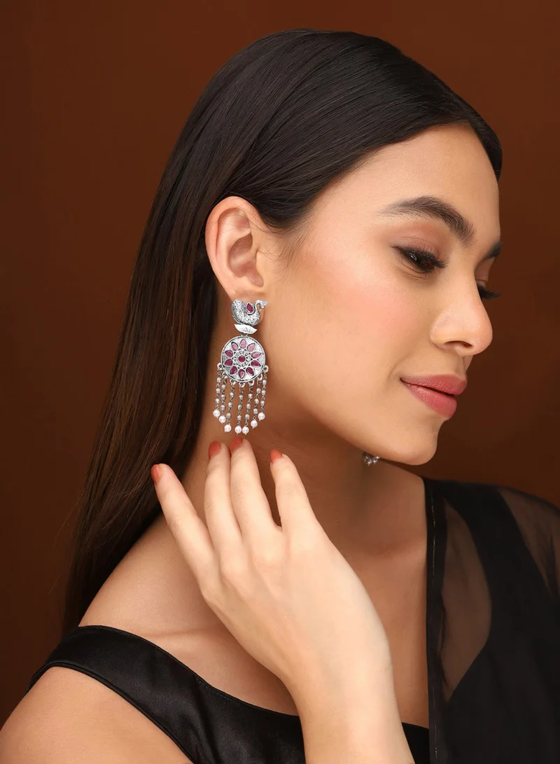 Priyaasi Plated Oxidised Contemporary Drop Earrings