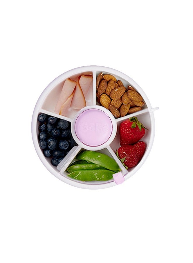 GOBE GoBe Kids Small Snack Spinner Flip Bundle with Hand Strap and Sticker Sheet - Reusable Snack Container with 5 Compartment Dispenser and Lid | BPA/PVC Free | Dishwasher Safe | No Spill - Taro Purple - Image 1