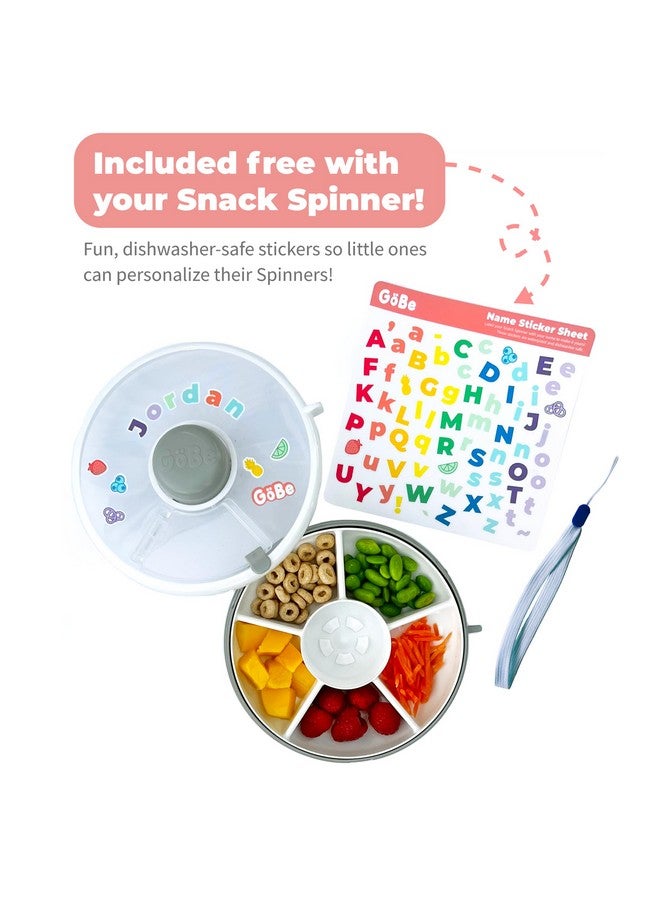 GOBE GoBe Kids Small Snack Spinner Flip Bundle with Hand Strap and Sticker Sheet - Reusable Snack Container with 5 Compartment Dispenser and Lid | BPA/PVC Free | Dishwasher Safe | No Spill - Taro Purple - Image 2