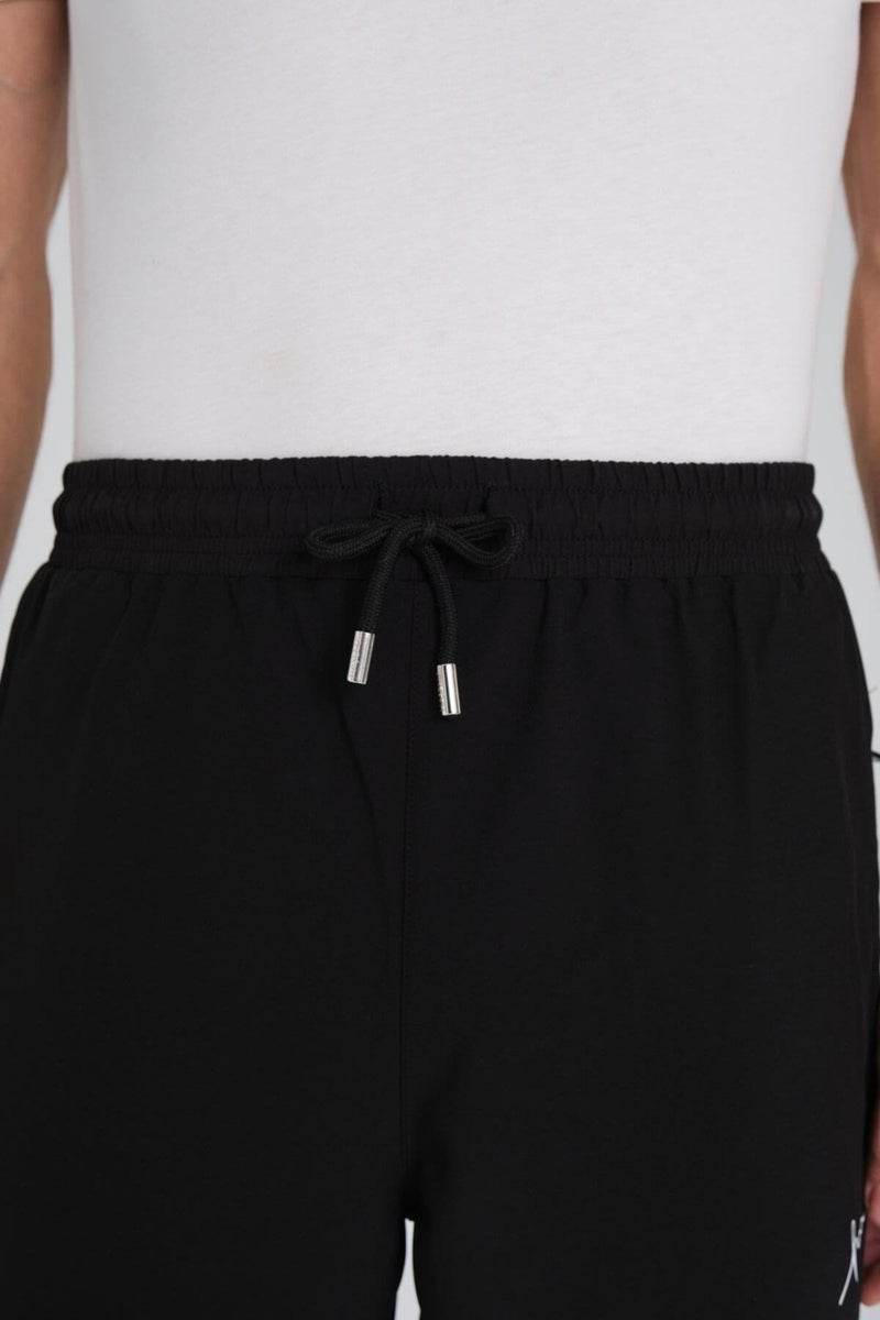 Haşema Black and White Long Men's Pool and Sea Shorts with Pattern 24-6 - Image 5