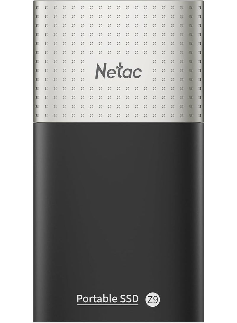 نيتاك قرص SSD خارجي محمول Netac Z9 بسعة 500 جيجابايت – منفذ USB 3.2 Gen 2 Type-C (بسرعة 10 جيجابت في الثانية)، سرعة قراءة تصل إلى 550 ميجابايت/ثانية، تصميم نحيف من الألومنيوم، متوافق مع أجهزة الكمبيوتر (PC وMac) وأجهزة Android وPS4. - Image 1