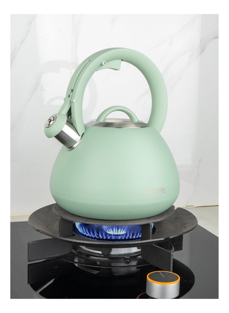 Cuisine Art Cuisine Art JURA Stainless Steel Whistling Tea Kettle 3.0L, Green, 201 Stainless Steel, Nylon Handle, Soft Touch Coating, Fast Boiling, 18/0 Single Bottom, Suitable for use on all stove tops  - Image 1