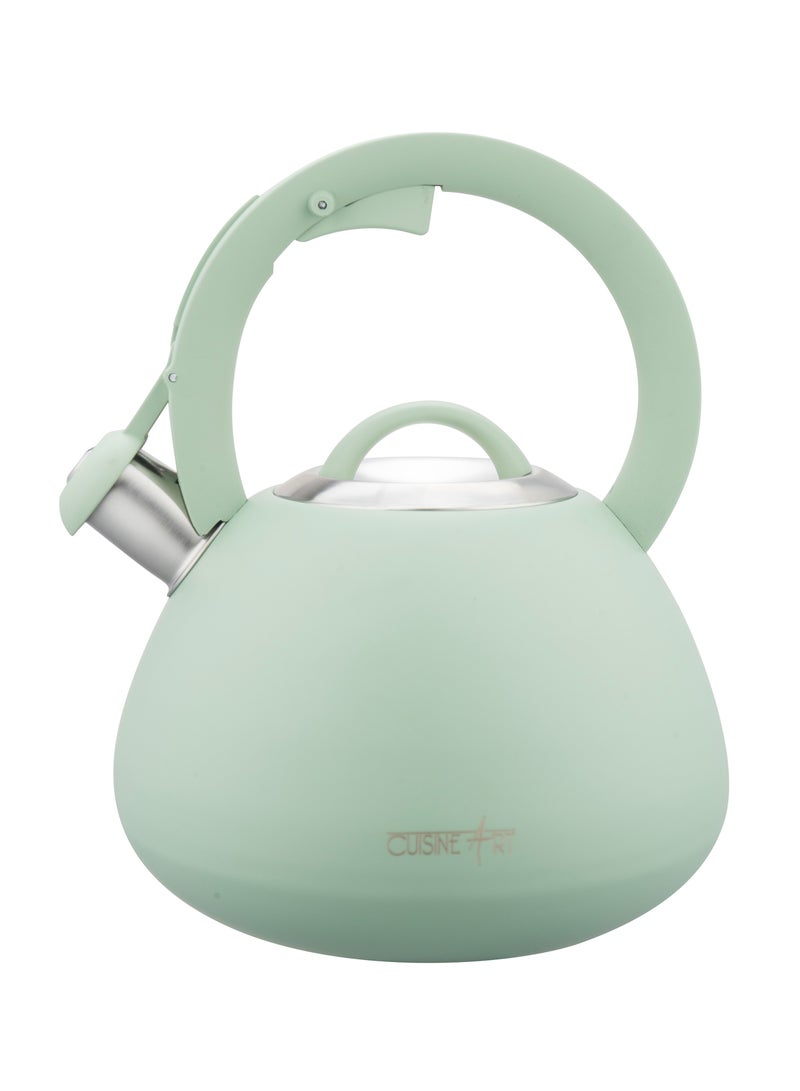 Cuisine Art Cuisine Art JURA Stainless Steel Whistling Tea Kettle 3.0L, Green, 201 Stainless Steel, Nylon Handle, Soft Touch Coating, Fast Boiling, 18/0 Single Bottom, Suitable for use on all stove tops  - Image 2