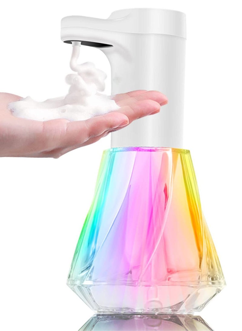Automatic Foaming Soap Dispenser Touchless 12 Color Lights USB Sensor Adjustable Pump 15.2 Oz Apply to Shampoo Washing Fluid, Suitable for Kitchen Bathroom Countertop