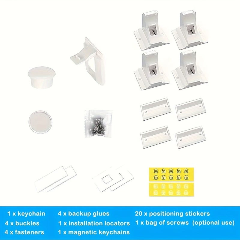 White Cabinet Locks 10 Pack Child Proof Baby Safety Latches Easy No Drill Tool - Image 5