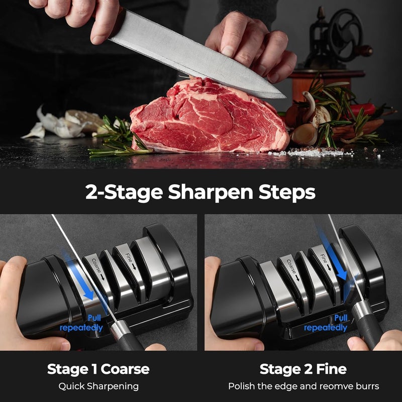 Dawnstar Knife Sharpener, Diamond Electric Knife Sharpener for Stainless Steel and Ceramic Kitchen Knives, Metal Dust Collection Box, Ergonomic Handle, Quick Sharpening & Polishing, Black - Image 5