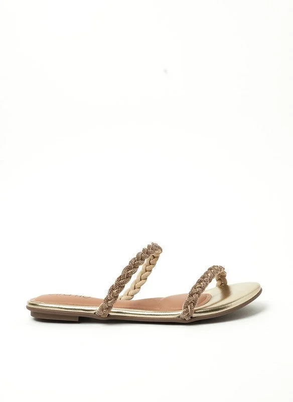 Beira Rio  Beira Rio Ladies Flat Sandals Golden | Made In Brazil for Women | Best Price UAE