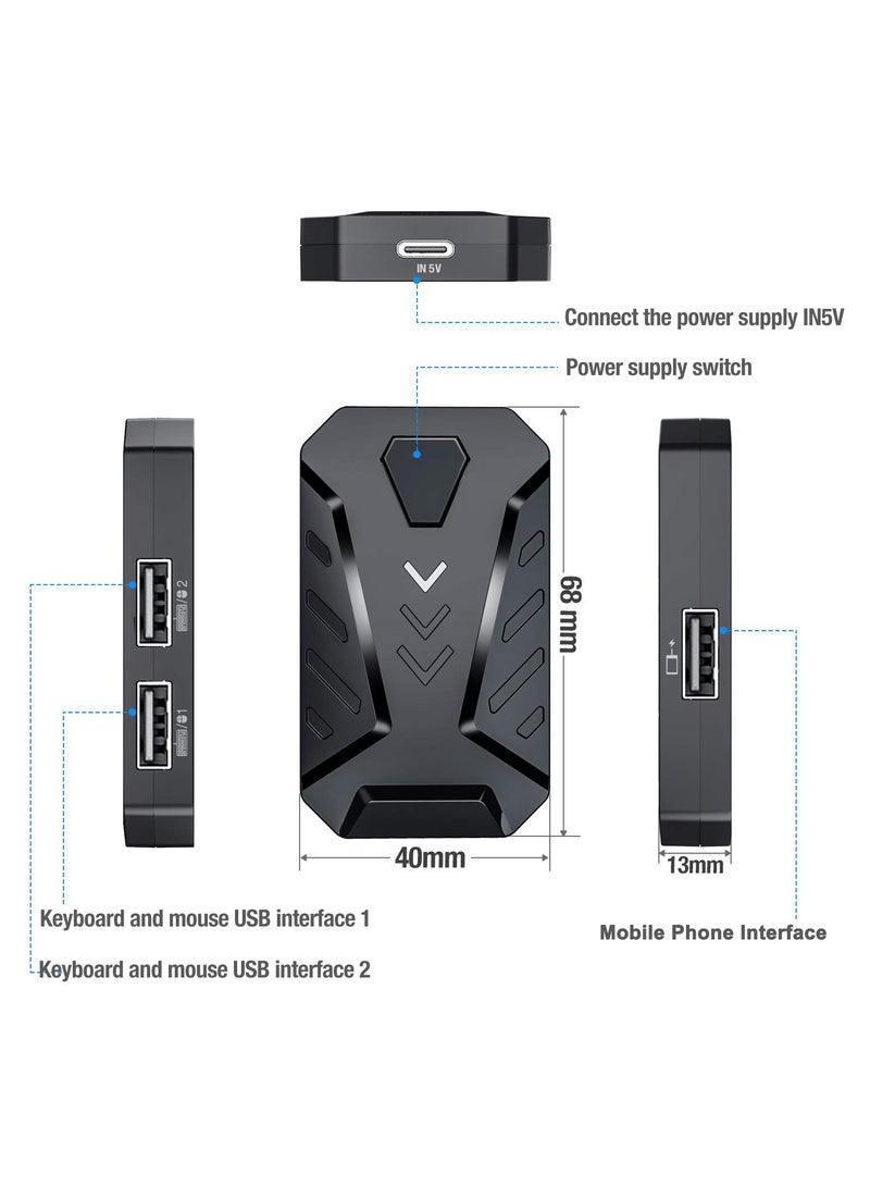 Gaming Mouse and Keyboard Combo Pack, 4 in 1 Mobile Gaming Keyboard and Mouse Converter Custom Key Setup Latency Free only for Android(Not for IOS)