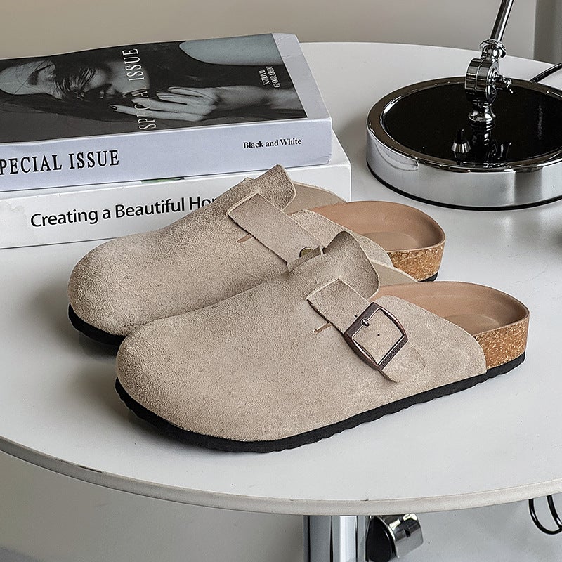Birkenth Shoes Men'S Summer Outer Wear Reverse Suede Soft Sole Slip-On Half Slippers Flat Slippers For Men - Image 1