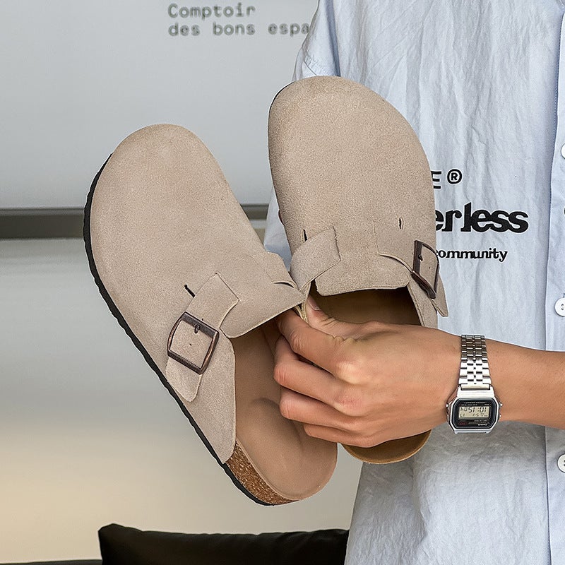 Birkenth Shoes Men'S Summer Outer Wear Reverse Suede Soft Sole Slip-On Half Slippers Flat Slippers For Men - Image 3