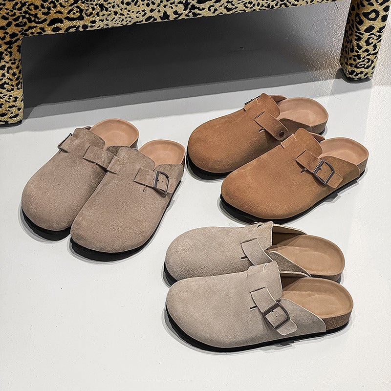 Birkenth Shoes Men'S Summer Outer Wear Reverse Suede Soft Sole Slip-On Half Slippers Flat Slippers For Men - Image 2