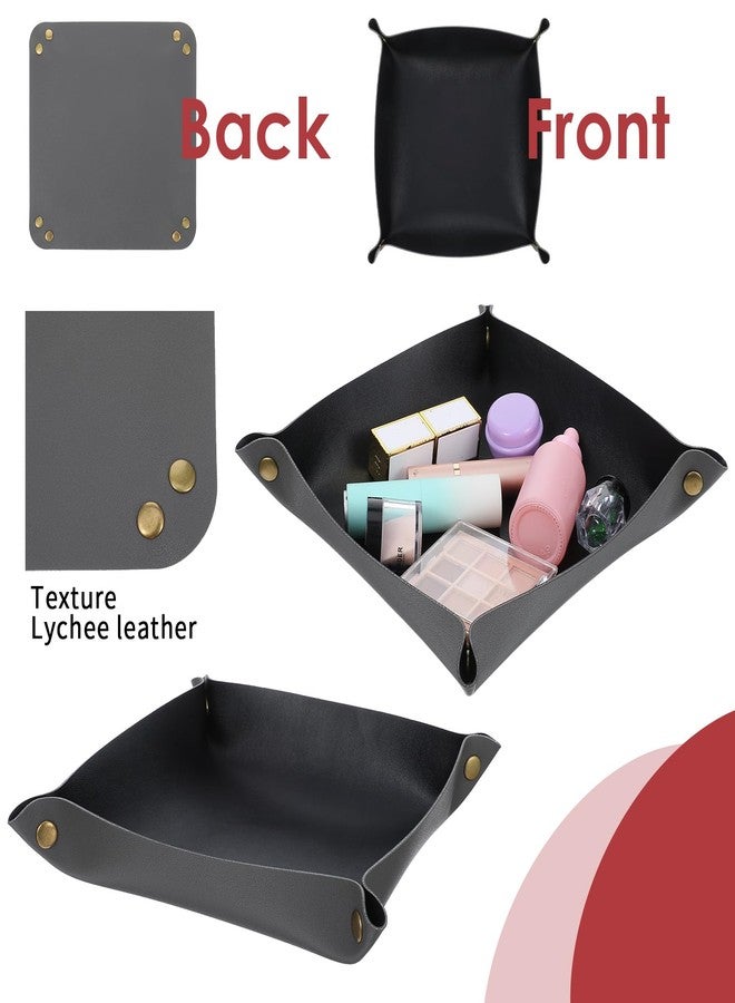 Lemecima 8 Pack Valet Tray PU Leather Jewelry Tray for Women and Man Portable Catchall Travel Storage Dish Plate Key Trays For Entryway Desk Organizer for Phone, Keys, Glasses, Wallet, Earphone, Watch, Coin - Image 4