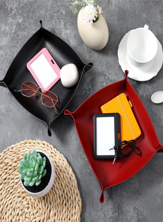 Lemecima 8 Pack Valet Tray PU Leather Jewelry Tray for Women and Man Portable Catchall Travel Storage Dish Plate Key Trays For Entryway Desk Organizer for Phone, Keys, Glasses, Wallet, Earphone, Watch, Coin - Image 5