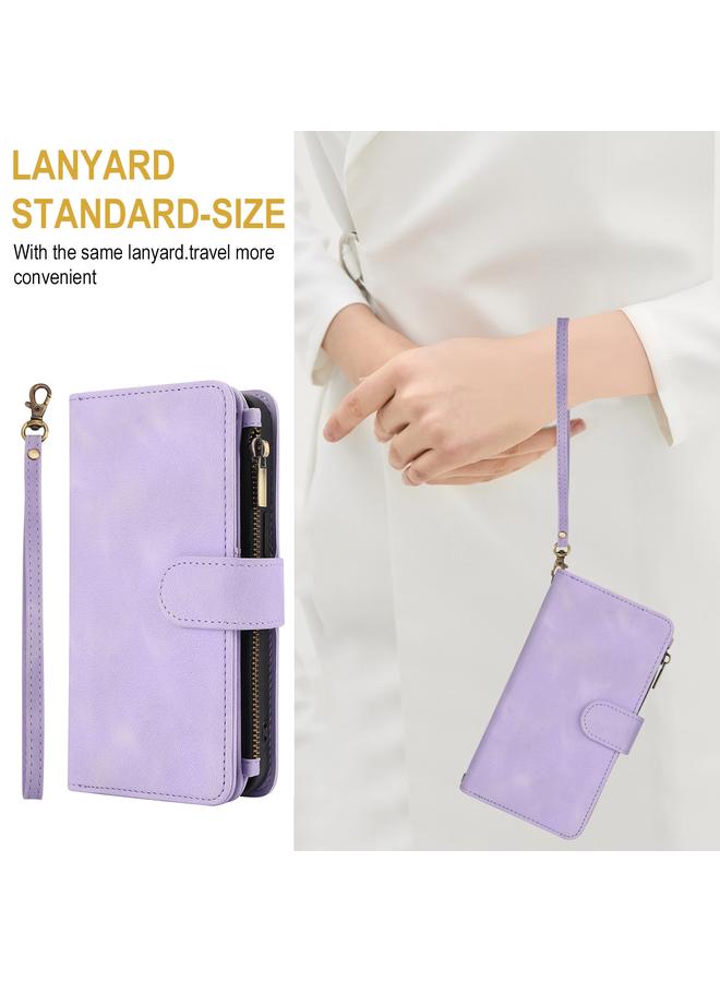 اس-توب جراب لهاتف Samsung Galaxy S23+ 5G Dream 9-Card Zipper Wallet RFID Leather Phone Case with Cord - Image 5