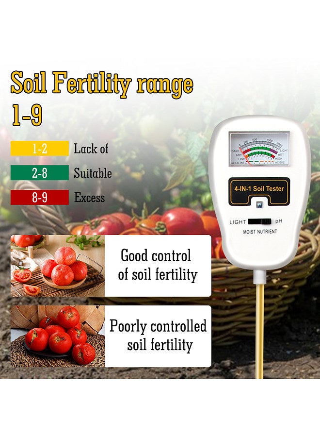 Generic 4 in 1 Soil Tester Humidity Light pH Tester Nutrient Meter 90° Foldable Plant Cultivation Garden Tools for Potting Plant  - Image 5
