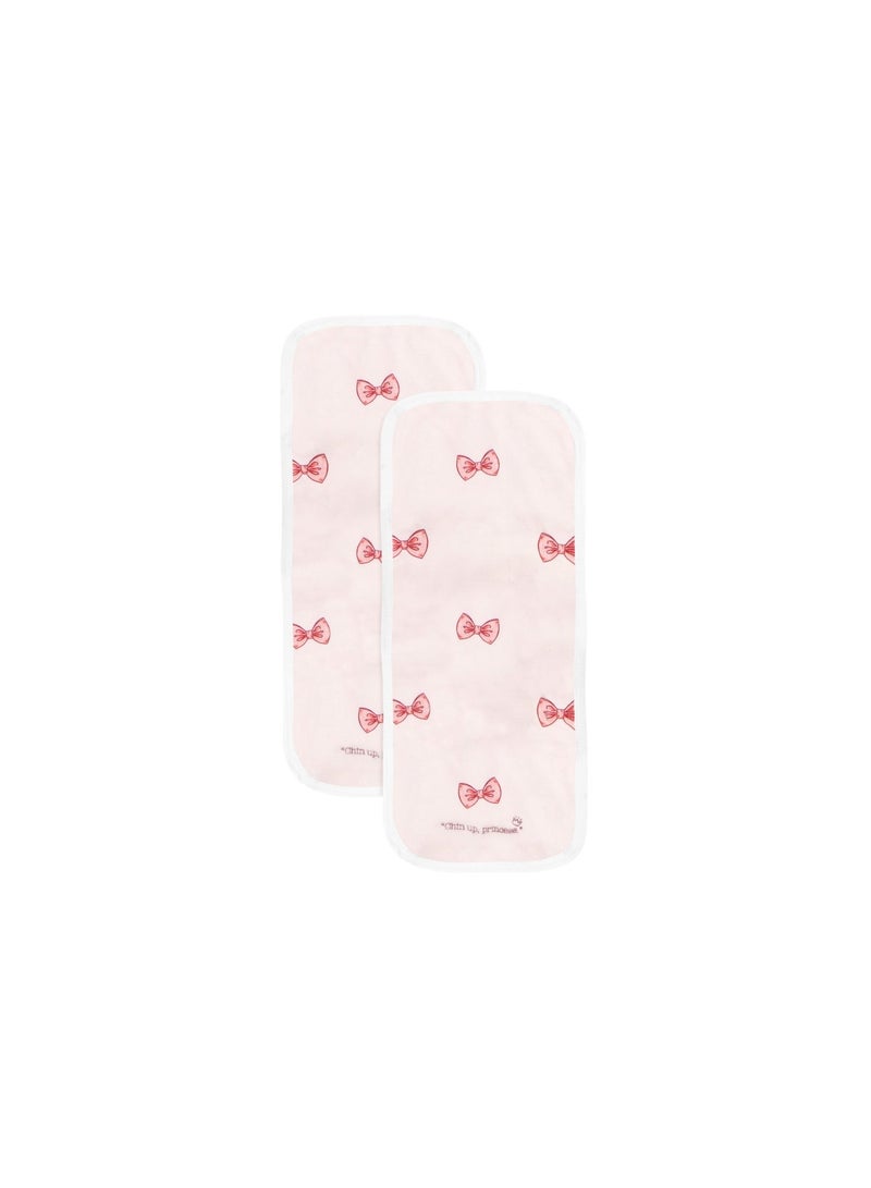 Hummingbird Premium Ultra-Soft Burping Cloths for Baby – Absorbent Breathable Shoulder Cloth for Feeding & Spit-Up, Pink Bow Design - Image 1