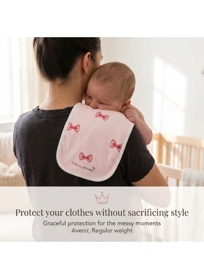 Hummingbird Premium Ultra-Soft Burping Cloths for Baby – Absorbent Breathable Shoulder Cloth for Feeding & Spit-Up, Pink Bow Design - Image 3