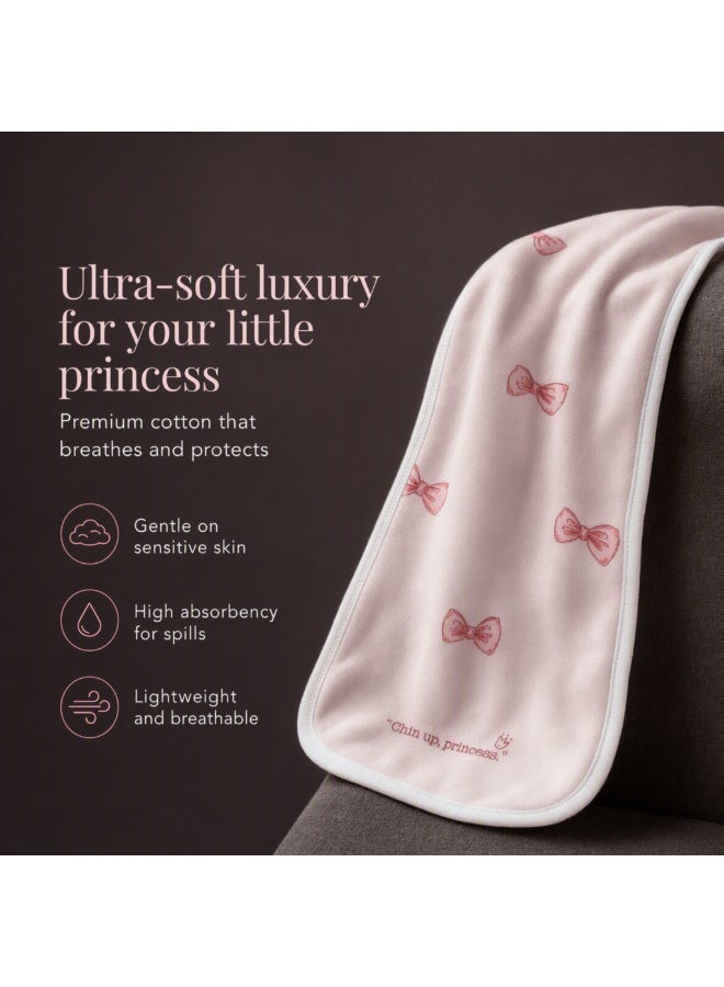 Hummingbird Premium Ultra-Soft Burping Cloths for Baby – Absorbent Breathable Shoulder Cloth for Feeding & Spit-Up, Pink Bow Design - Image 4