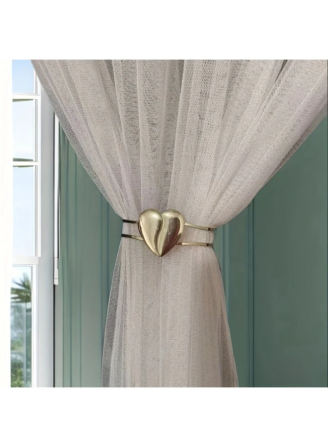 Goolsky 1pc Heart Decor Curtain Holdback, Alloy Curtain Holder, Minimalist Hollow Out Curtain Buckle Curtain Tieback For Living Room Office Home Decoration, Curtain Accessories - Image 1