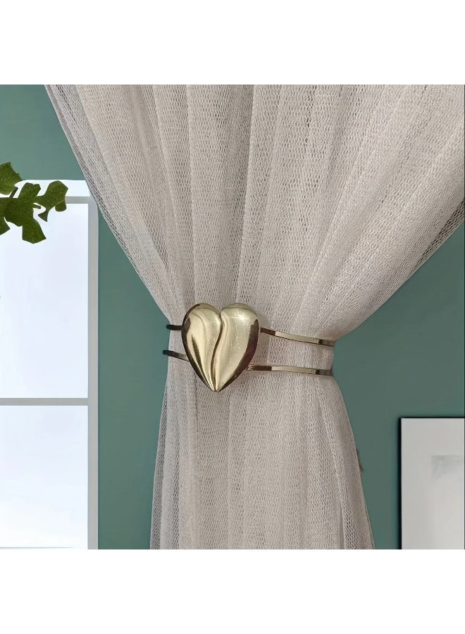 Goolsky 1pc Heart Decor Curtain Holdback, Alloy Curtain Holder, Minimalist Hollow Out Curtain Buckle Curtain Tieback For Living Room Office Home Decoration, Curtain Accessories - Image 5