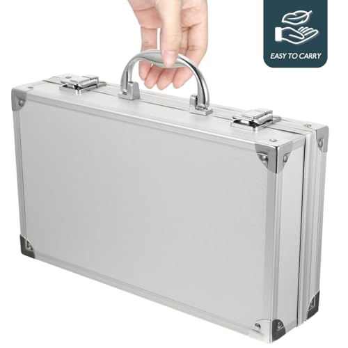 ERINGOGO Aluminum Alloy Tool Case - Multi-Functional Makeup Organizer and Medicine Storage Box with Lock and Handle 11.81 X 6.69 X 3.07 Inches for Travel and Home Use - Image 4