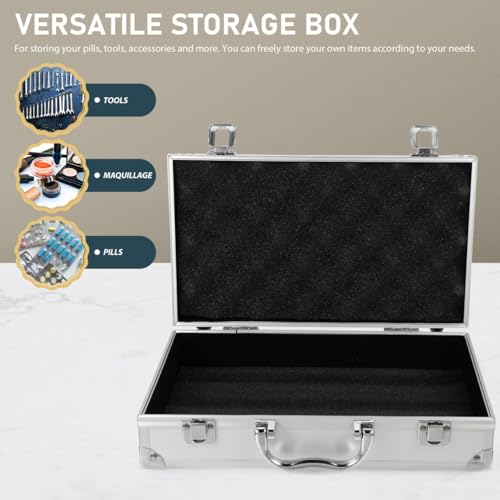ERINGOGO Aluminum Alloy Tool Case - Multi-Functional Makeup Organizer and Medicine Storage Box with Lock and Handle 11.81 X 6.69 X 3.07 Inches for Travel and Home Use - Image 5