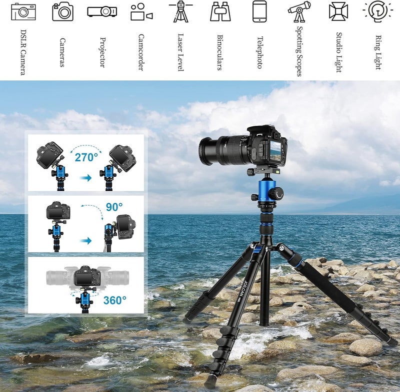 JOILCAN Tripod for Camera, 81" Aluminum Camera Tripod, 83" DSLR Tripods & Monopods, Heavy Duty Travel Tripod for Binoculars Spotting Scope Telescope, Max Load 35lb - Image 3