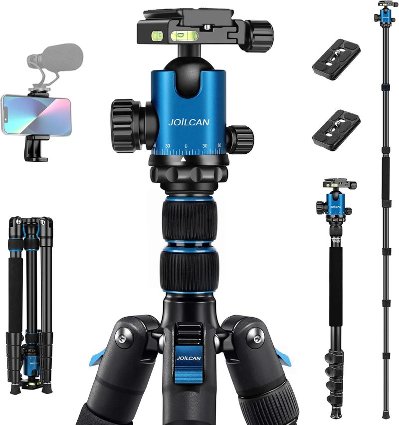 JOILCAN Tripod for Camera, 81" Aluminum Camera Tripod, 83" DSLR Tripods & Monopods, Heavy Duty Travel Tripod for Binoculars Spotting Scope Telescope, Max Load 35lb - Image 1
