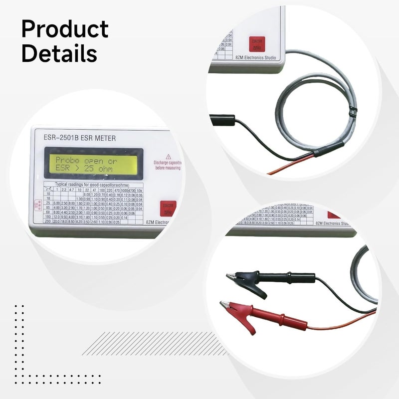 Digital Esr Meter For Capacitors, Lcd Display, Includes Test Probes - Image 4