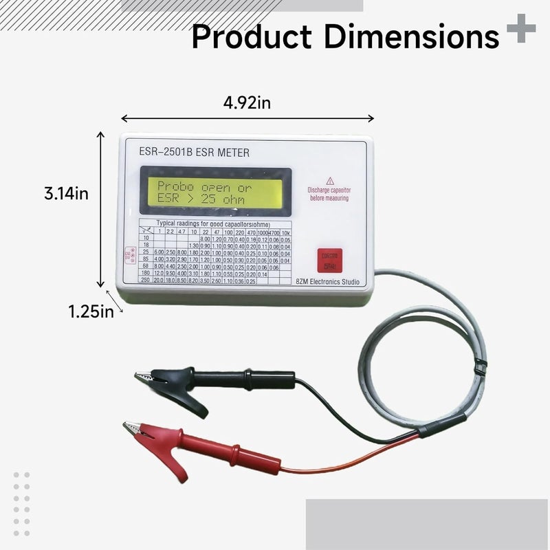 Digital Esr Meter For Capacitors, Lcd Display, Includes Test Probes - Image 5