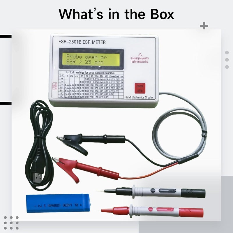 Digital Esr Meter For Capacitors, Lcd Display, Includes Test Probes - Image 3