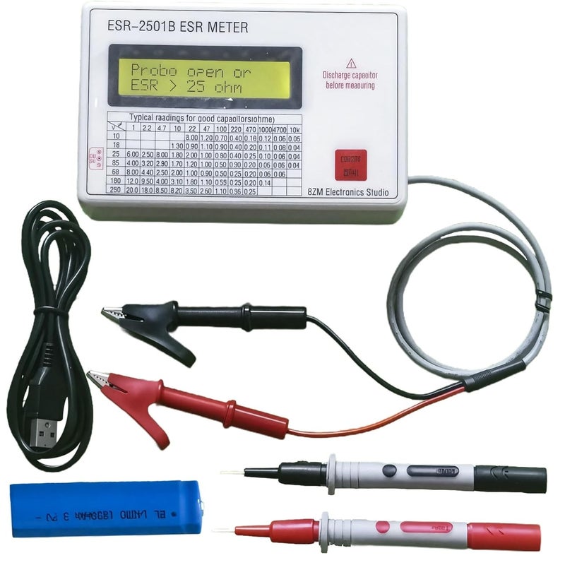 Digital Esr Meter For Capacitors, Lcd Display, Includes Test Probes - Image 1