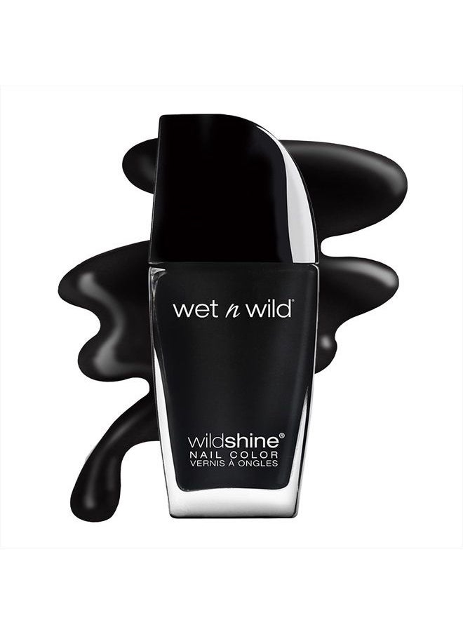 Wet N Wild Nail Polish Wild Shine, Black Crème, Nail Color  - Image 1