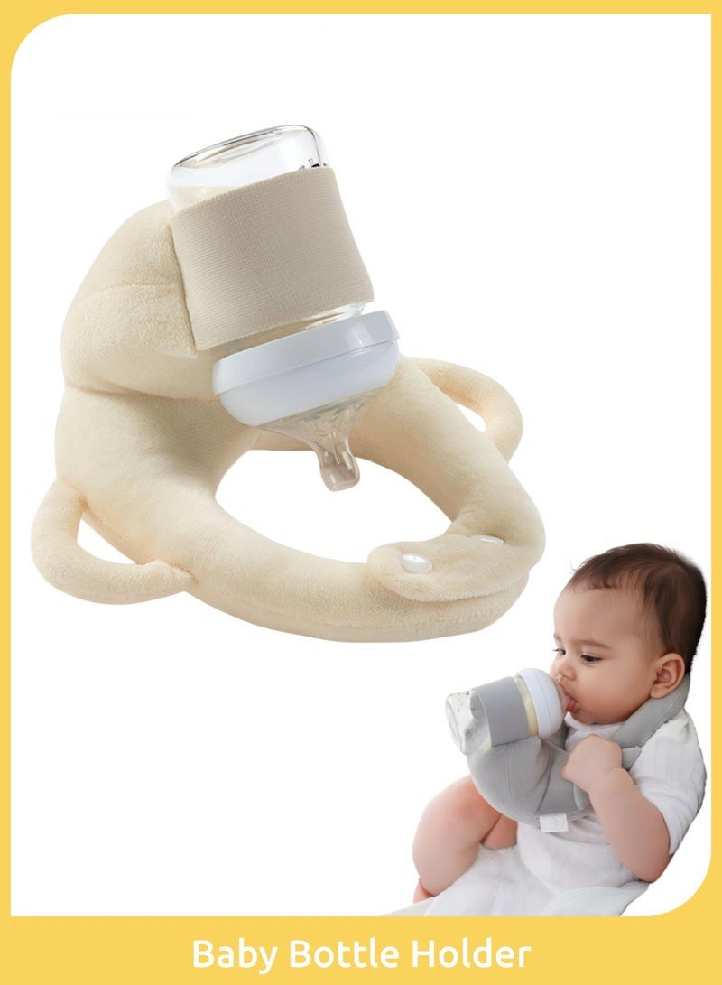 Baby Bottle Holder, Adjustable Baby Support Bottle Holder, Hands-Free Bottle Feeding Holder, Secure Bottle to Prevent Falling, Suitable for Home, Travel, Stroller, Car and Nighttime Baby Feeding (Yellow)
