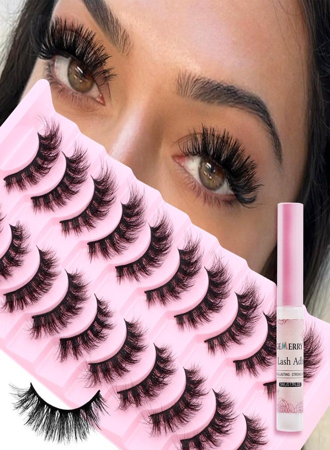 GEMERRY Strip Lashes Kit Fluffy False Eyelashes With Strip Lash Glue Mink 10 Pairs False Lashes Magnetic Lashes Kit by GEMERRY, A04 - Image 1