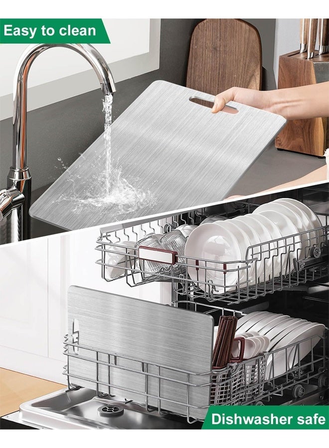 DUNISO Stainless Steel Cutting Board，304 Stainless Steel Double Sided Food-Grade Worktop Chopping Board With Hanging Hole, Rust Proof Non Stick Thick Chopping Board, Sturdy and Durable, Easy to Clean,for Home Kitchen，34*23 CM - Image 5