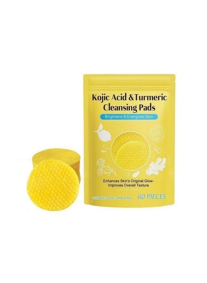 TADRUP Turmeric Kojic Acid Cleansing Pads, Turmeric Cleansing Pads for Dark Spots, Oily and Dry Skin For Women & Men (60 Pcs) - Image 1