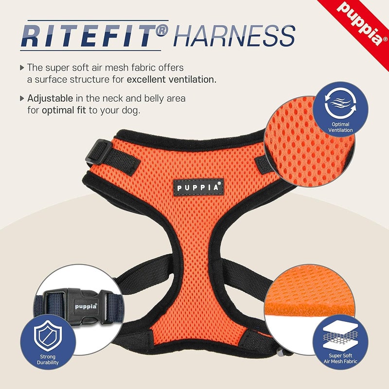 Puppia Authentic RiteFit Adjustable Neck Harness for Dogs, Red, Small - Image 5