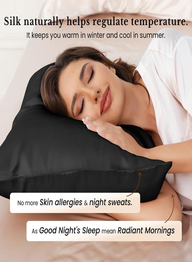 THXSILK Natural 25 Momme 100% Mulberry Silk Pillowcase for Hair and Skin, Standard Size 20"x26" Silk Pillow Case with Gift Box, Premium Grade 6A+ Silk Pillow Cover with Zipper(Black, 1pc) - Image 4