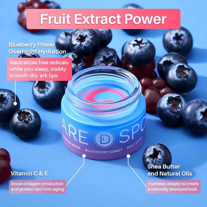 SPODARE Blueberry Lip Mask Overnight, Swirl Lip Sleeping Mask for Dry Cracked Lips Care, Dual-Color Lips Balm for Nourishing and Softening Lips and Reduce Fine Lines - Image 2