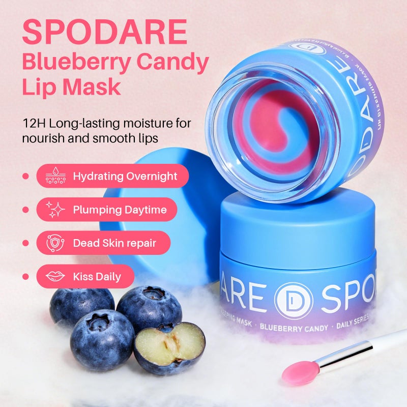 SPODARE Blueberry Lip Mask Overnight, Swirl Lip Sleeping Mask for Dry Cracked Lips Care, Dual-Color Lips Balm for Nourishing and Softening Lips and Reduce Fine Lines - Image 4