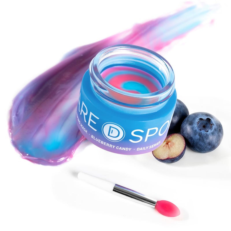 SPODARE Blueberry Lip Mask Overnight, Swirl Lip Sleeping Mask for Dry Cracked Lips Care, Dual-Color Lips Balm for Nourishing and Softening Lips and Reduce Fine Lines - Image 1