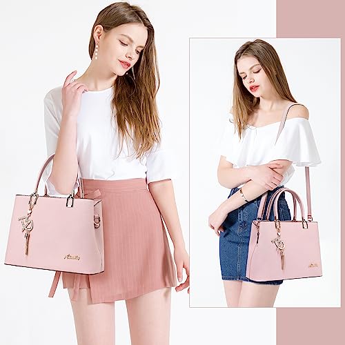 ToLFE Womens Purses and Handbags Shoulder Bags Ladies Designer Top Handle Satchel Tote Bag (Light Pink) - Image 2