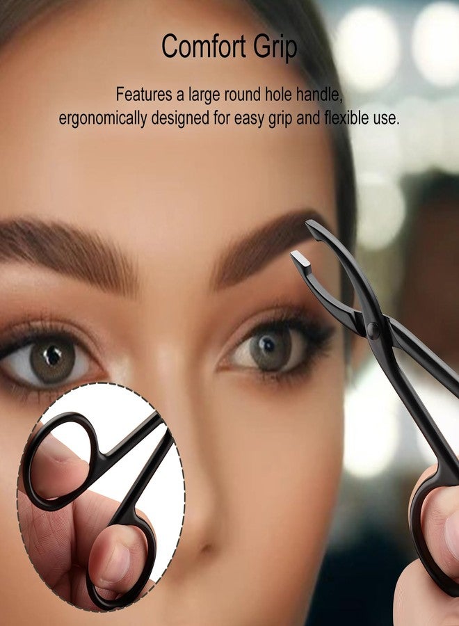 Kootinn Tweezers Scissor Handle Straight Tip Scissor Shaped Eyebrows Tweezers for Hair Plucker Remover Facial Hair Eyebrows Care (4 pcs with Silver and Black) - Image 3