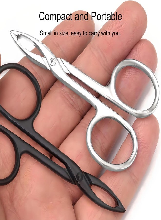 Kootinn Tweezers Scissor Handle Straight Tip Scissor Shaped Eyebrows Tweezers for Hair Plucker Remover Facial Hair Eyebrows Care (4 pcs with Silver and Black) - Image 5