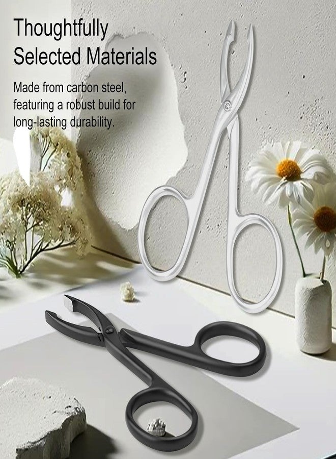 Kootinn Tweezers Scissor Handle Straight Tip Scissor Shaped Eyebrows Tweezers for Hair Plucker Remover Facial Hair Eyebrows Care (4 pcs with Silver and Black) - Image 2